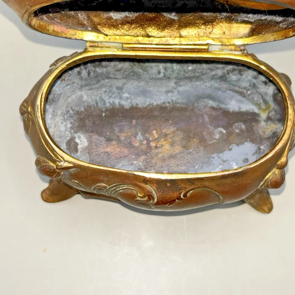 Vintage Trinket Box Jewelry Casket JB Jennings Bros Ornate Art Nouveau Roses!
